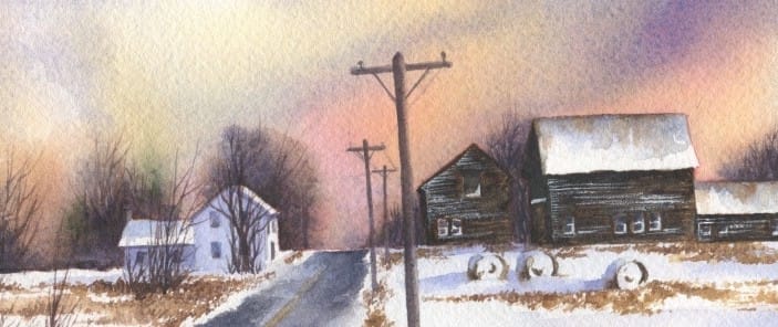 Rainey Dewey Art watercolor barn