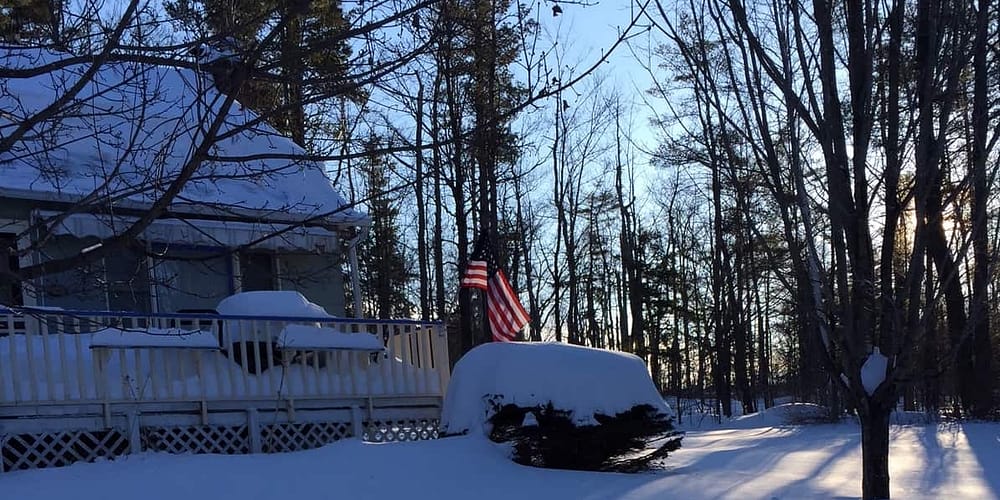 Snowfall and Flag