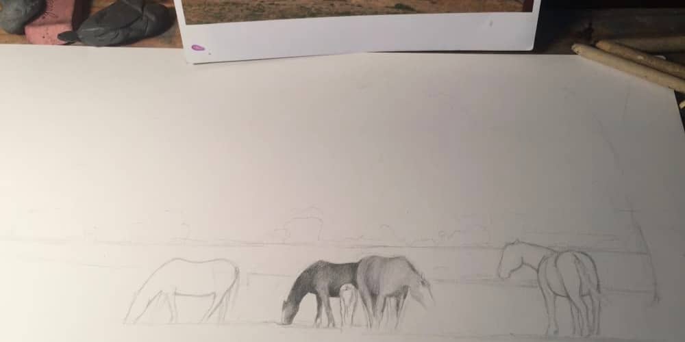 Rainey Dewey Art Horses Sketch